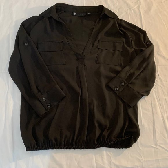 New York & Company Semi Sheer Black Blouse Size S - Picture 1 of 15
